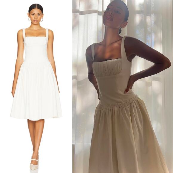 LOBA Dresses & Skirts - LOBA | Lalia Bustier A-Line Midi Dress Ivory M